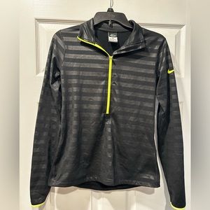 Nike Pro pullover half zip in black stripe with chartreuse details! Size…